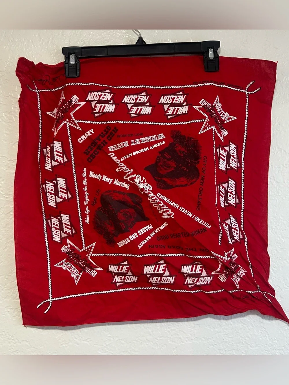 Willie Nelson Red Bandana Scarf Worn On Stage in Concert